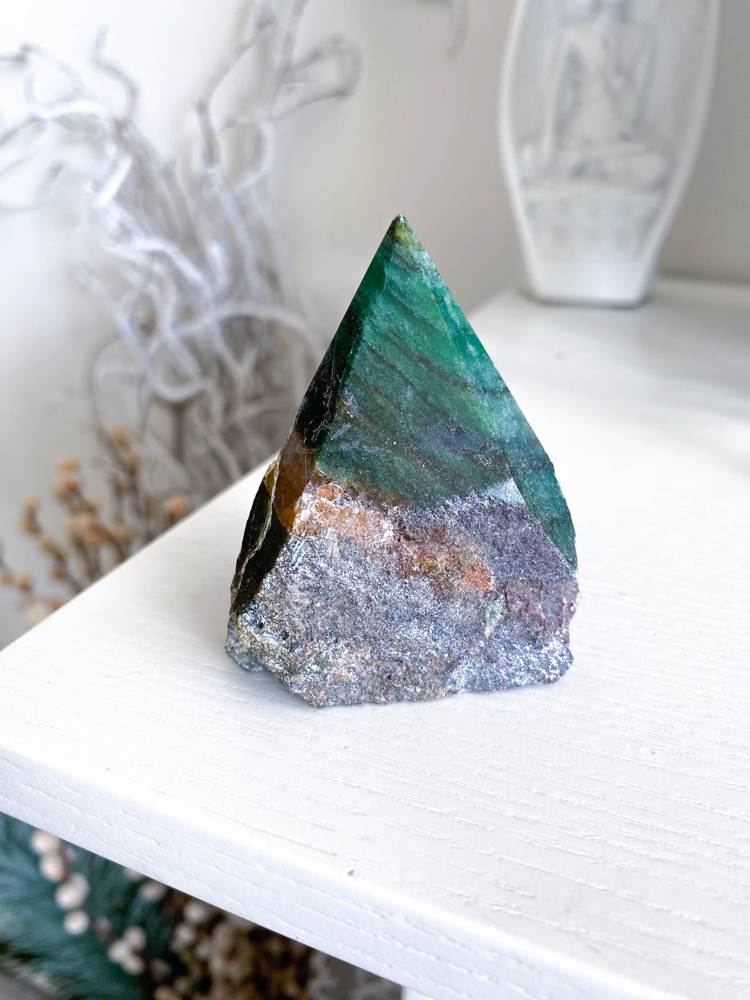 Quartz, Hematite and Green Aventurine Top Polish Point #6