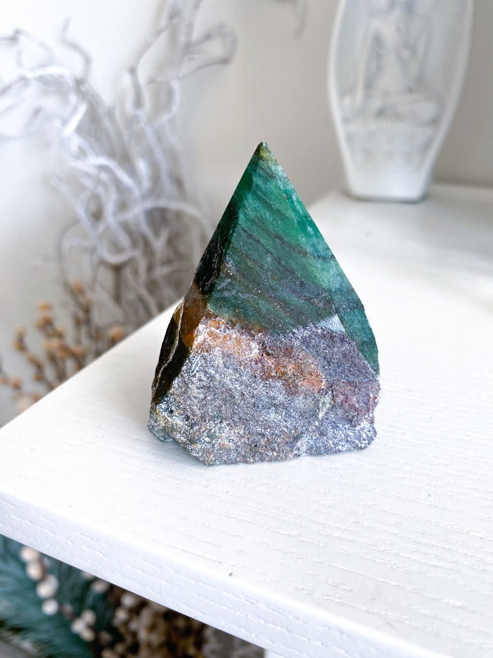 Quartz, Hematite and Green Aventurine Top Polish Point #6