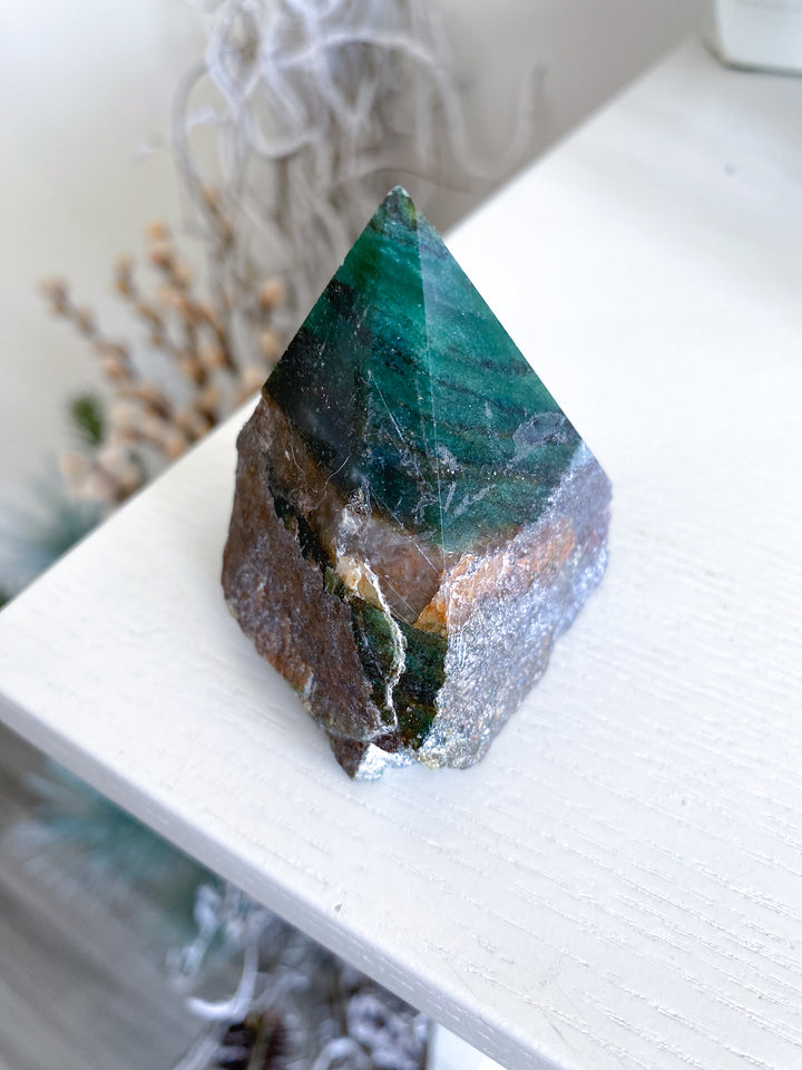 Quartz, Hematite and Green Aventurine Top Polish Point #6