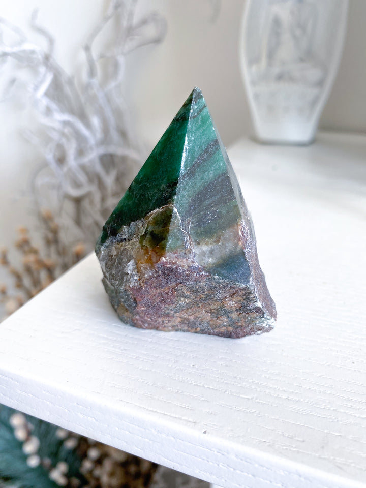Quartz, Hematite and Green Aventurine Top Polish Point #6