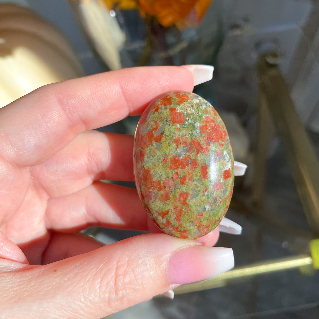 Imperfect Flower Unakite Mini Palm Stone 