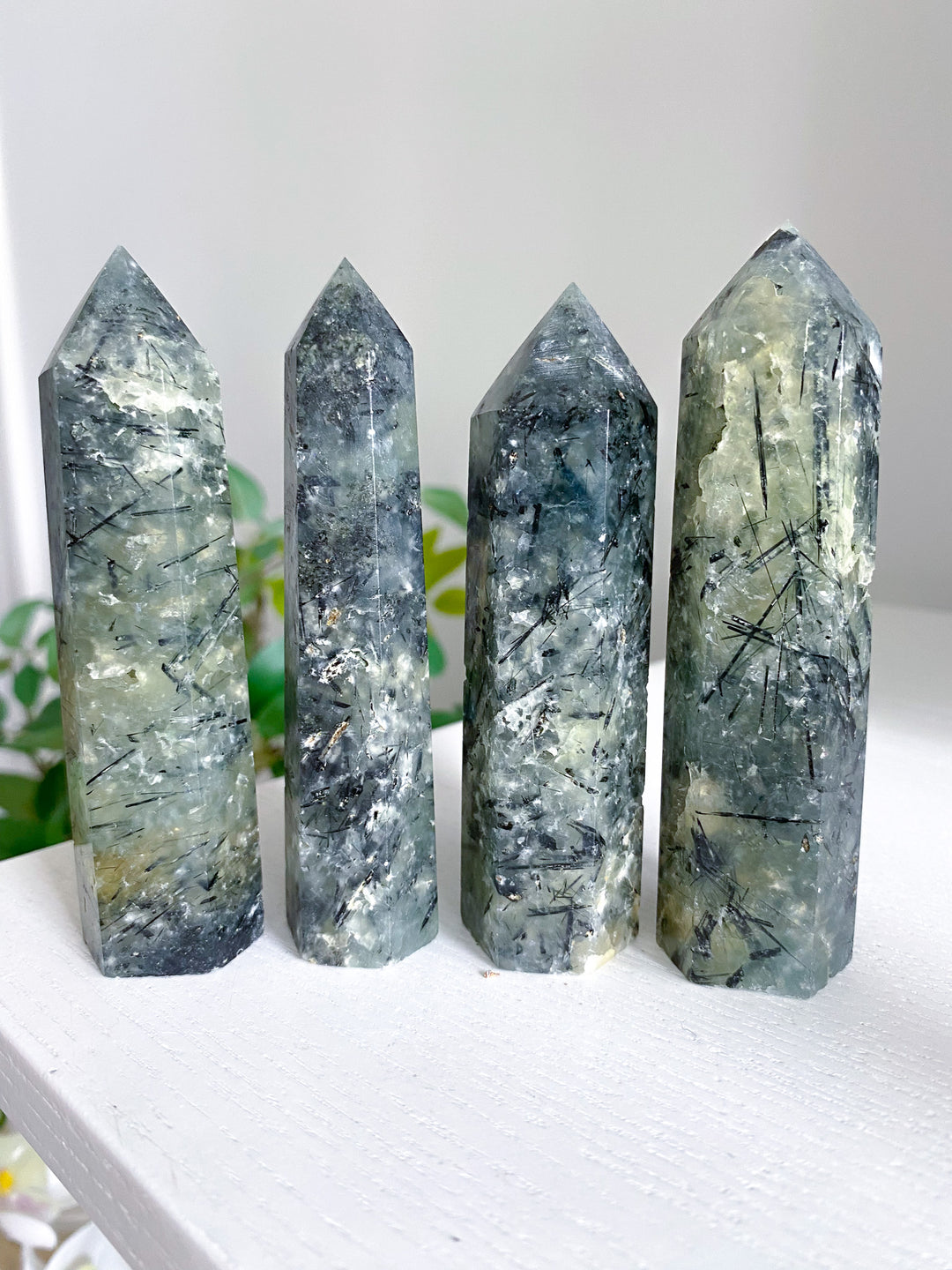 Dark Prehnite with Epidote Tower - 3"