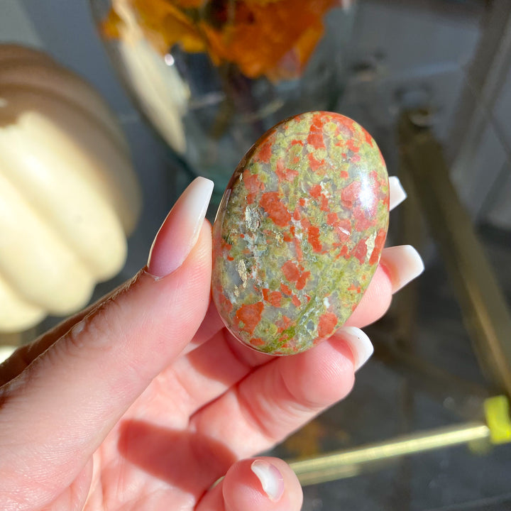 Imperfect Flower Unakite Mini Palm Stone 