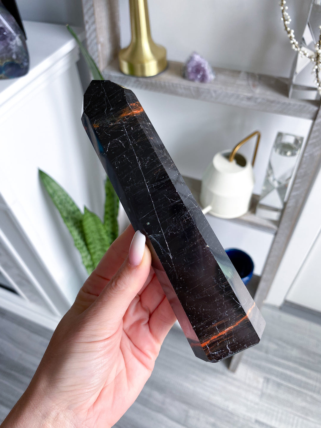 Black Tourmaline Tower 6.5" - Six Sided