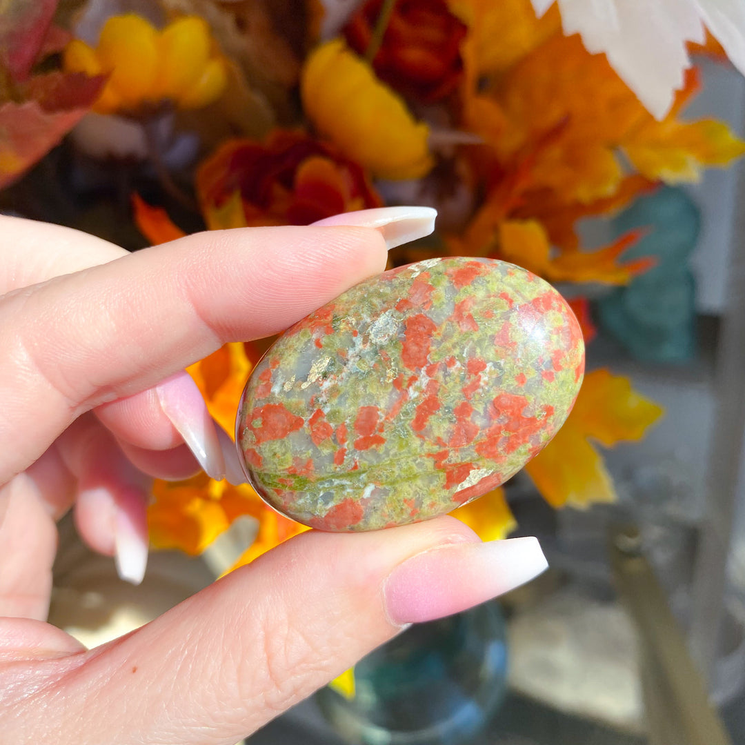 Imperfect Flower Unakite Mini Palm Stone 