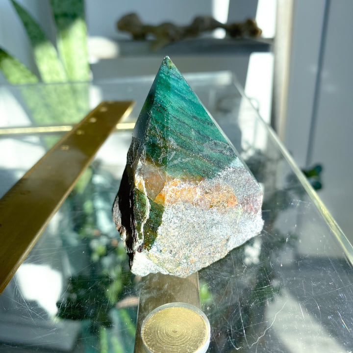 Quartz, Hematite and Green Aventurine Top Polish Point #6