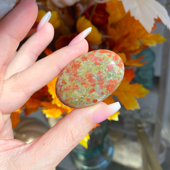 Imperfect Flower Unakite Mini Palm Stone 