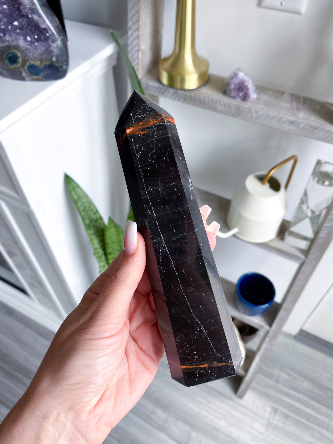 Black Tourmaline Tower 6.5" - Six Sided