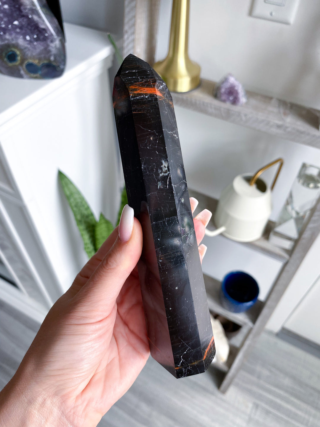 Black Tourmaline Tower 6.5" - Six Sided