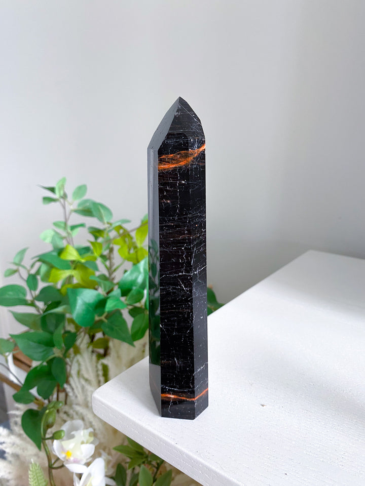 Black Tourmaline Tower 6.5" - Six Sided