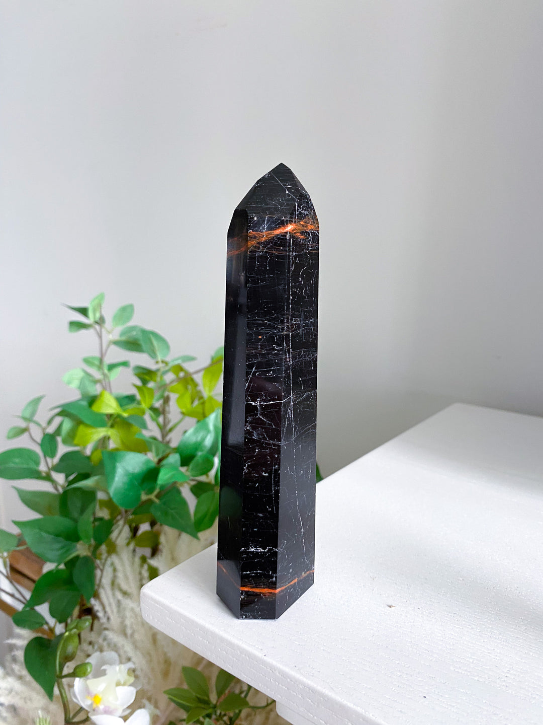 Black Tourmaline Tower 6.5" - Six Sided