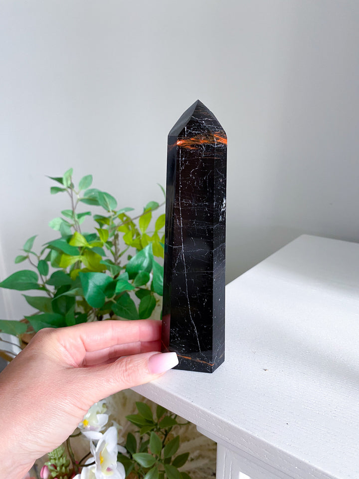 Black Tourmaline Tower 6.5" - Six Sided