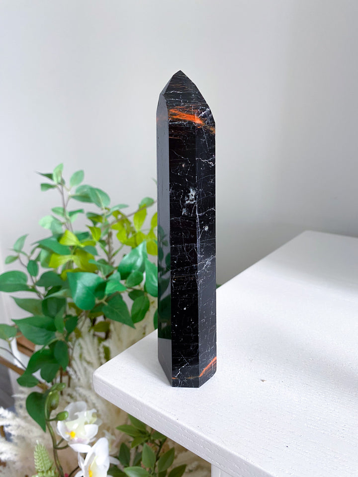 Black Tourmaline Tower 6.5" - Six Sided