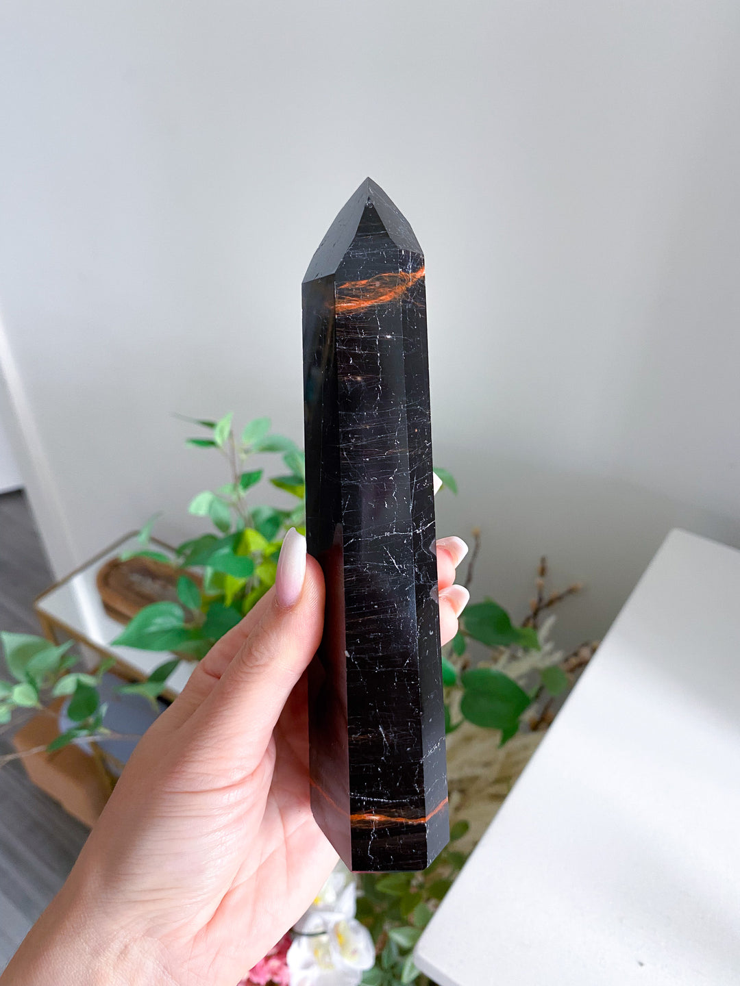 Black Tourmaline Tower 6.5" - Six Sided