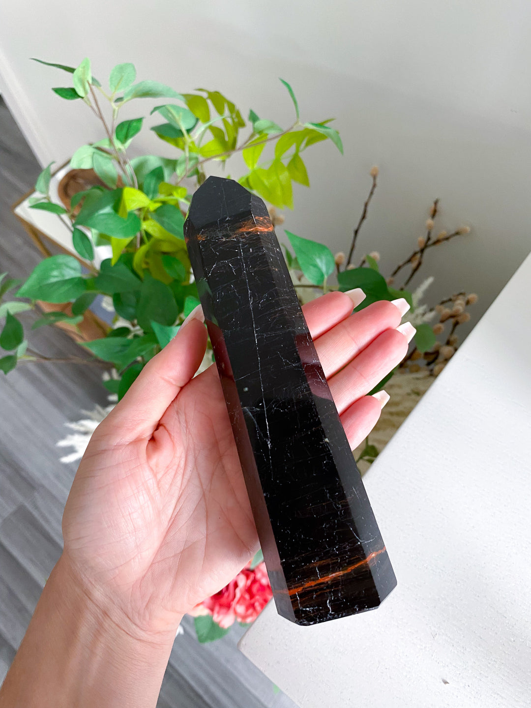 Black Tourmaline Tower 6.5" - Six Sided