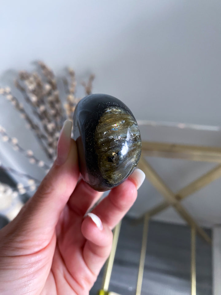Blue, Gold, Green Labradorite Palm Stone #11