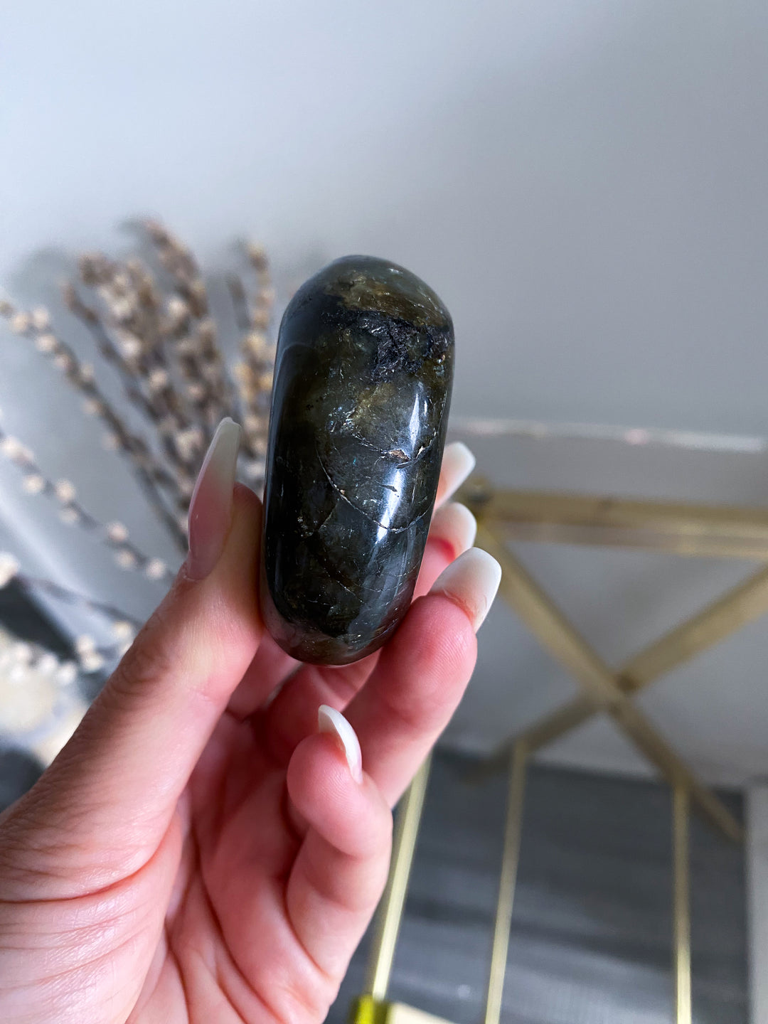 Blue, Gold, Green Labradorite Palm Stone #11