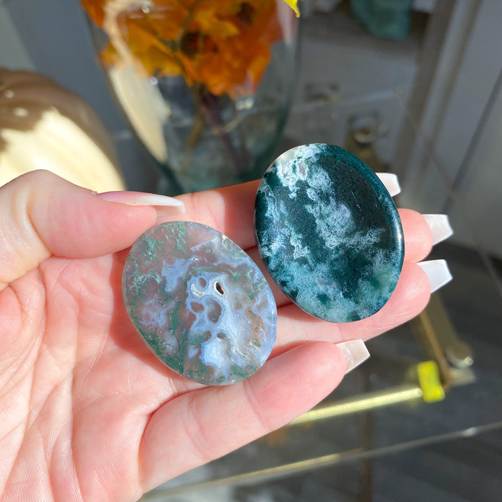 Moss Agate Worry Stone - Choose Your Piece
