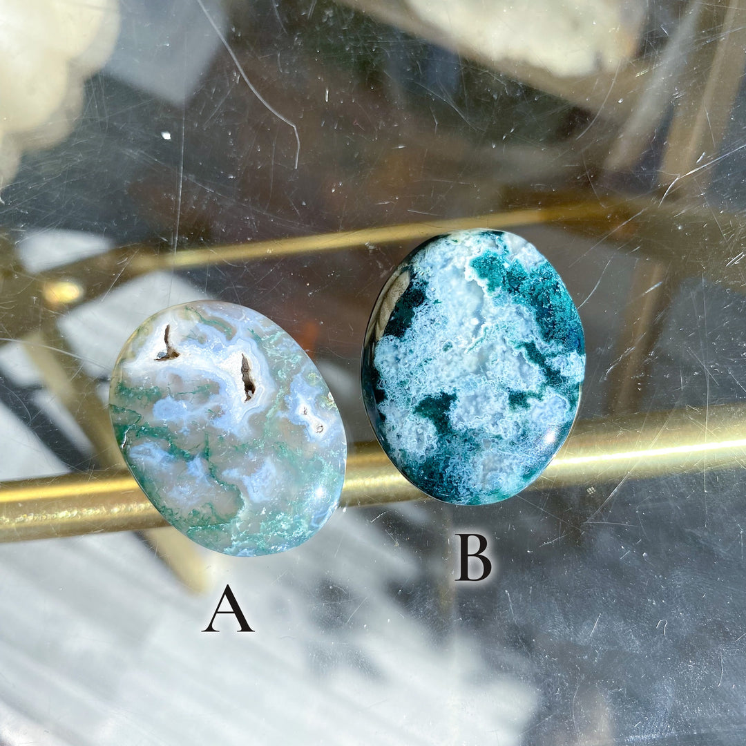 Moss Agate Worry Stone - Choose Your Piece