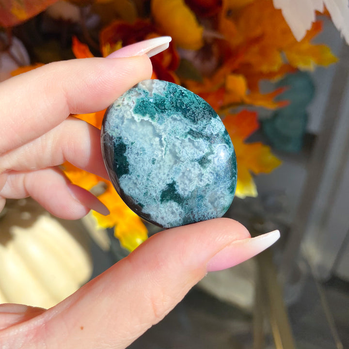 Moss Agate Worry Stone - Choose Your Piece
