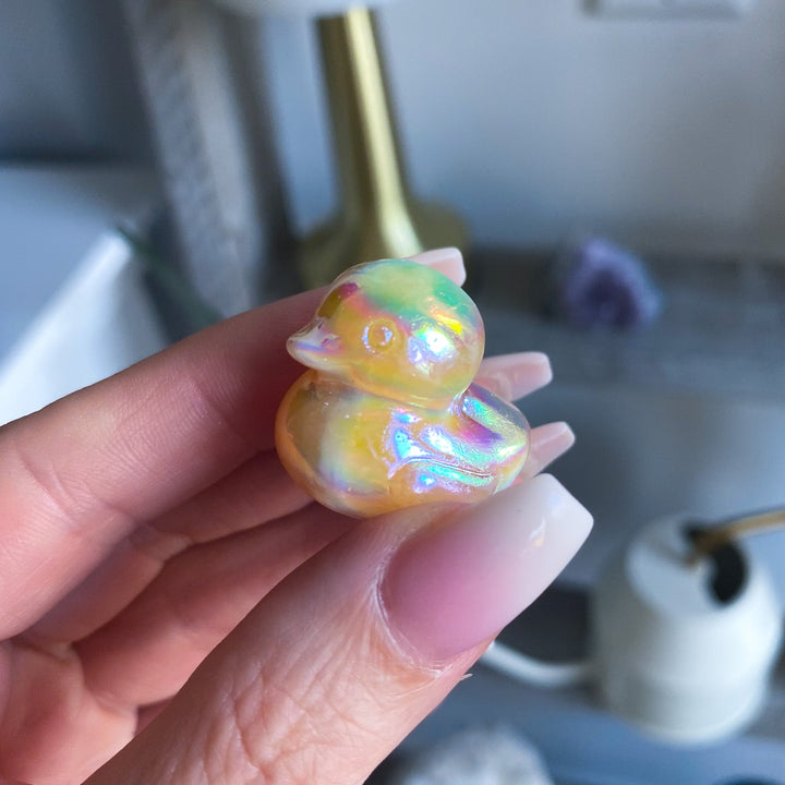 Yellow Angel Aura Calcite Duckie