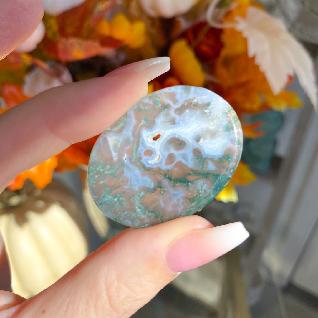 Moss Agate Worry Stone - Choose Your Piece