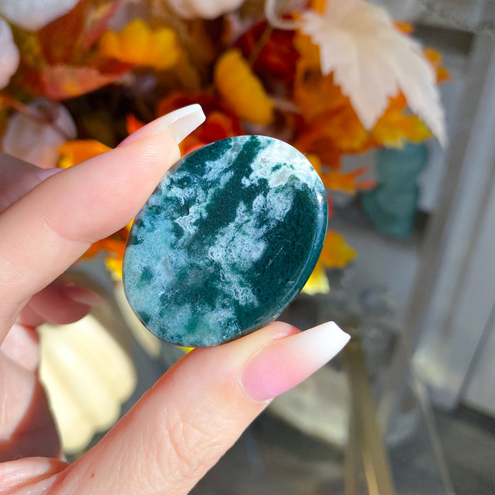 Moss Agate Worry Stone - Choose Your Piece