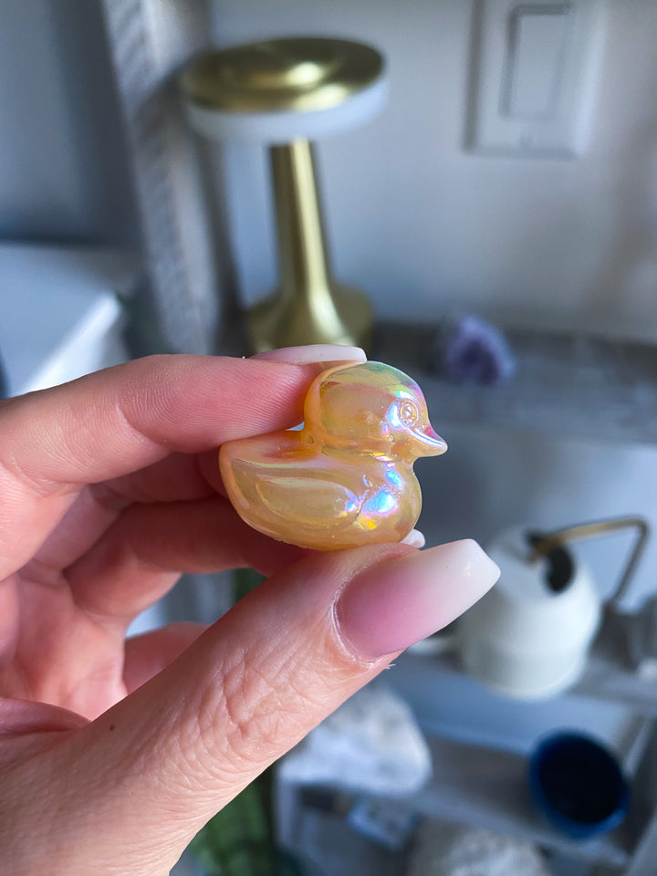 Yellow Angel Aura Calcite Duckie