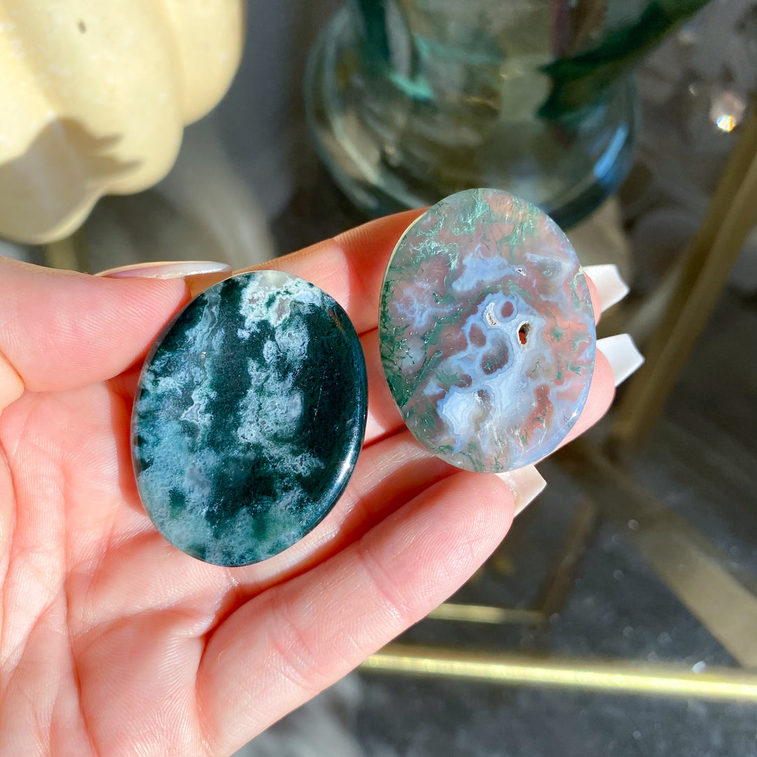 Moss Agate Worry Stone - Choose Your Piece