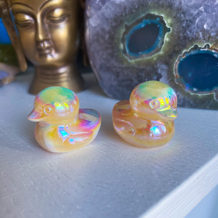 Yellow Angel Aura Calcite Duckie