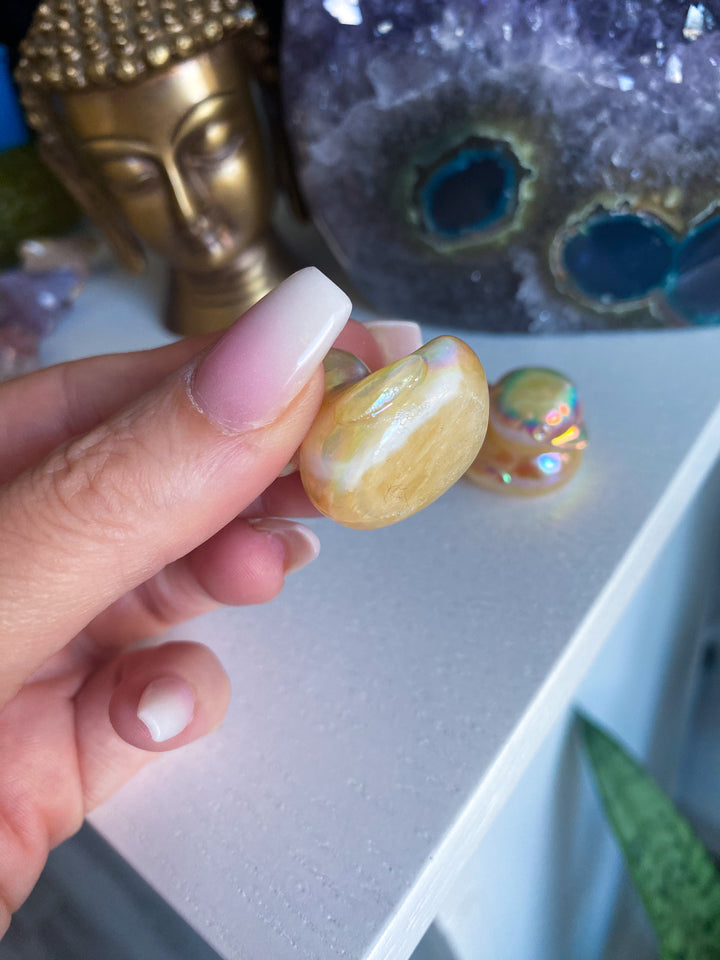 Yellow Angel Aura Calcite Duckie