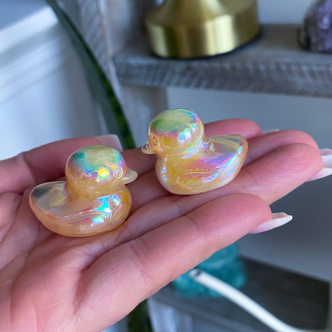 Yellow Angel Aura Calcite Duckie