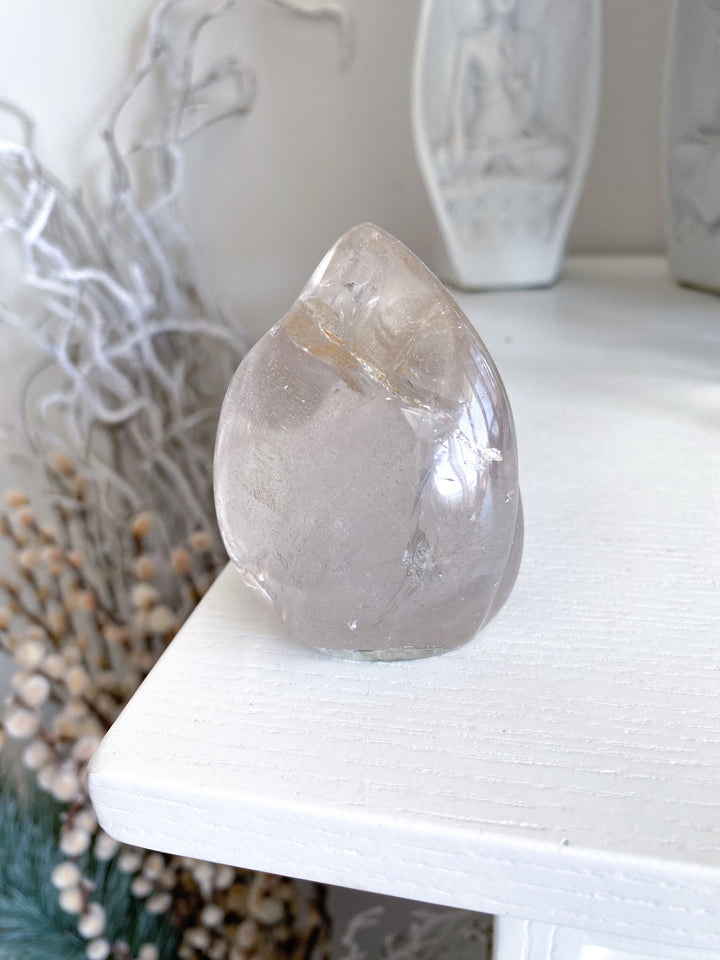 Clear Quartz Flame w/ Rainbows, Inclusions #2