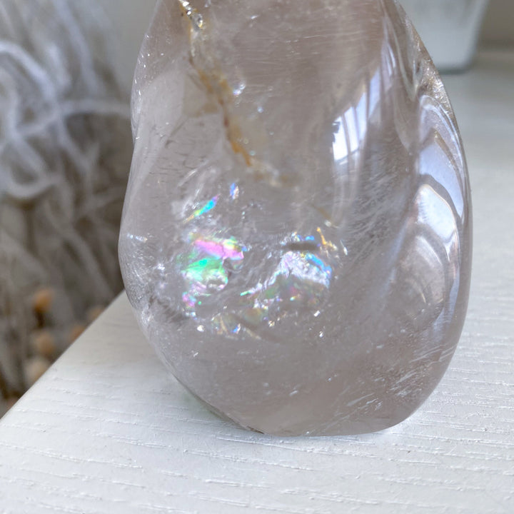 Clear Quartz Flame w/ Rainbows, Inclusions #2