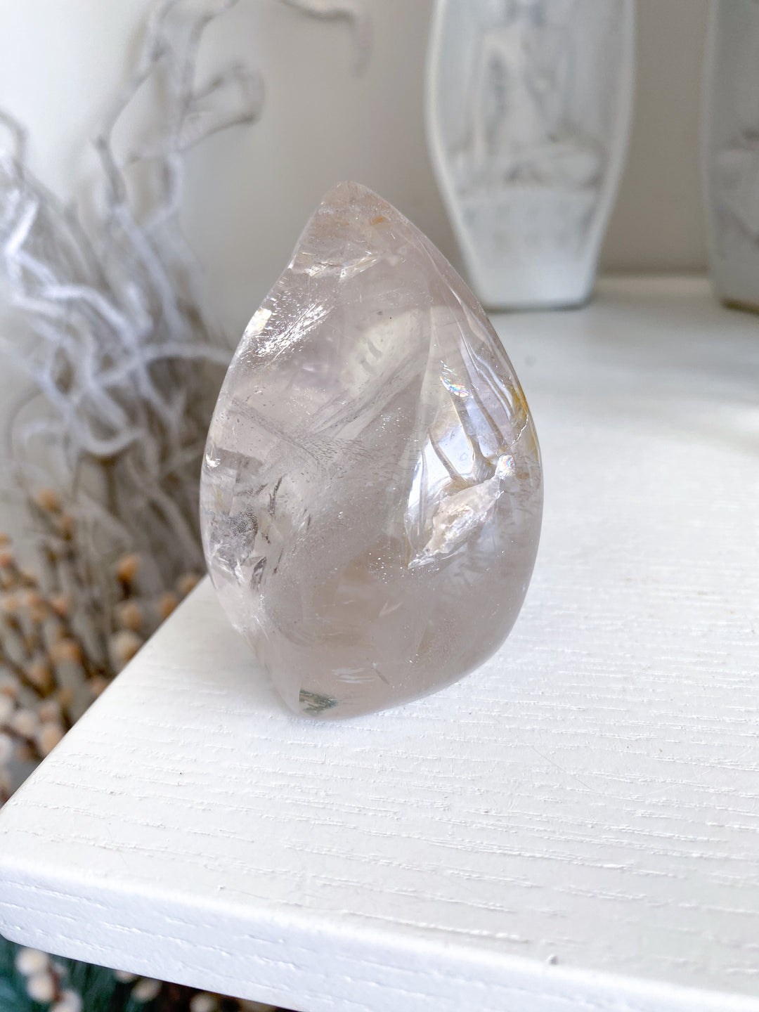 Clear Quartz Flame w/ Rainbows, Inclusions #2