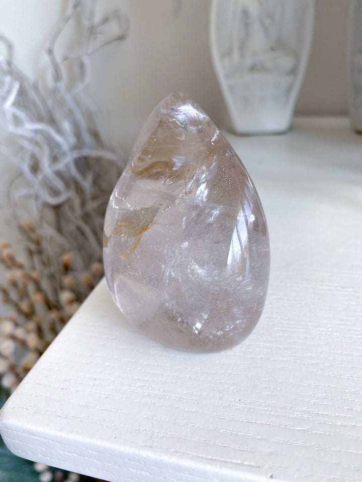 Clear Quartz Flame w/ Rainbows, Inclusions #2
