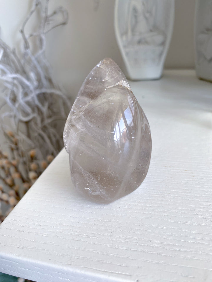 Clear Quartz Flame w/ Rainbows, Inclusions #2