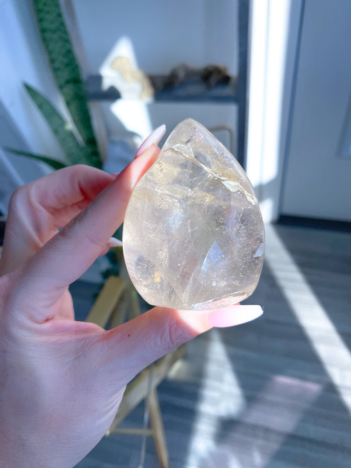 Clear Quartz Flame w/ Rainbows, Inclusions #2