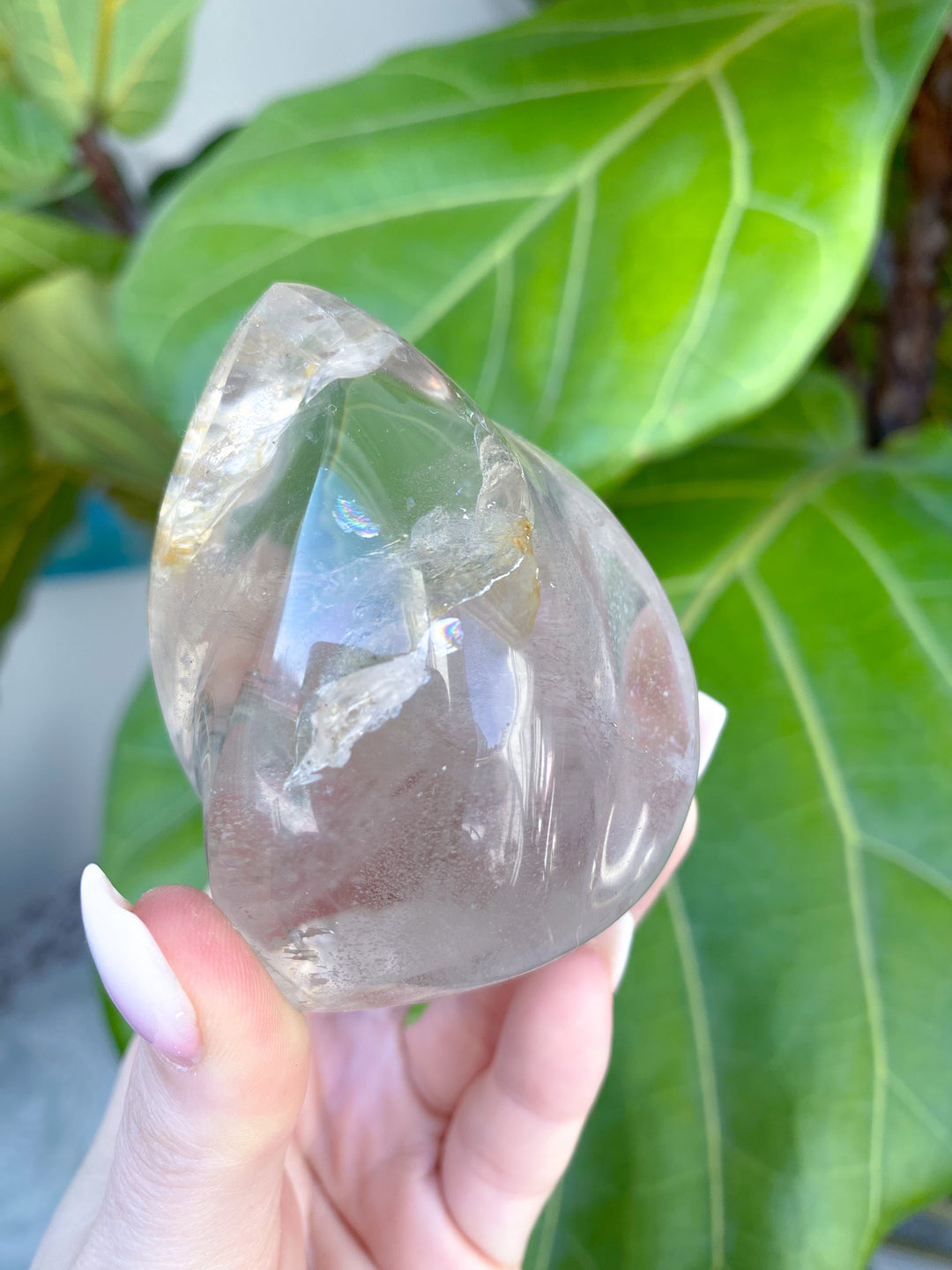 Clear Quartz Flame w/ Rainbows, Inclusions #2