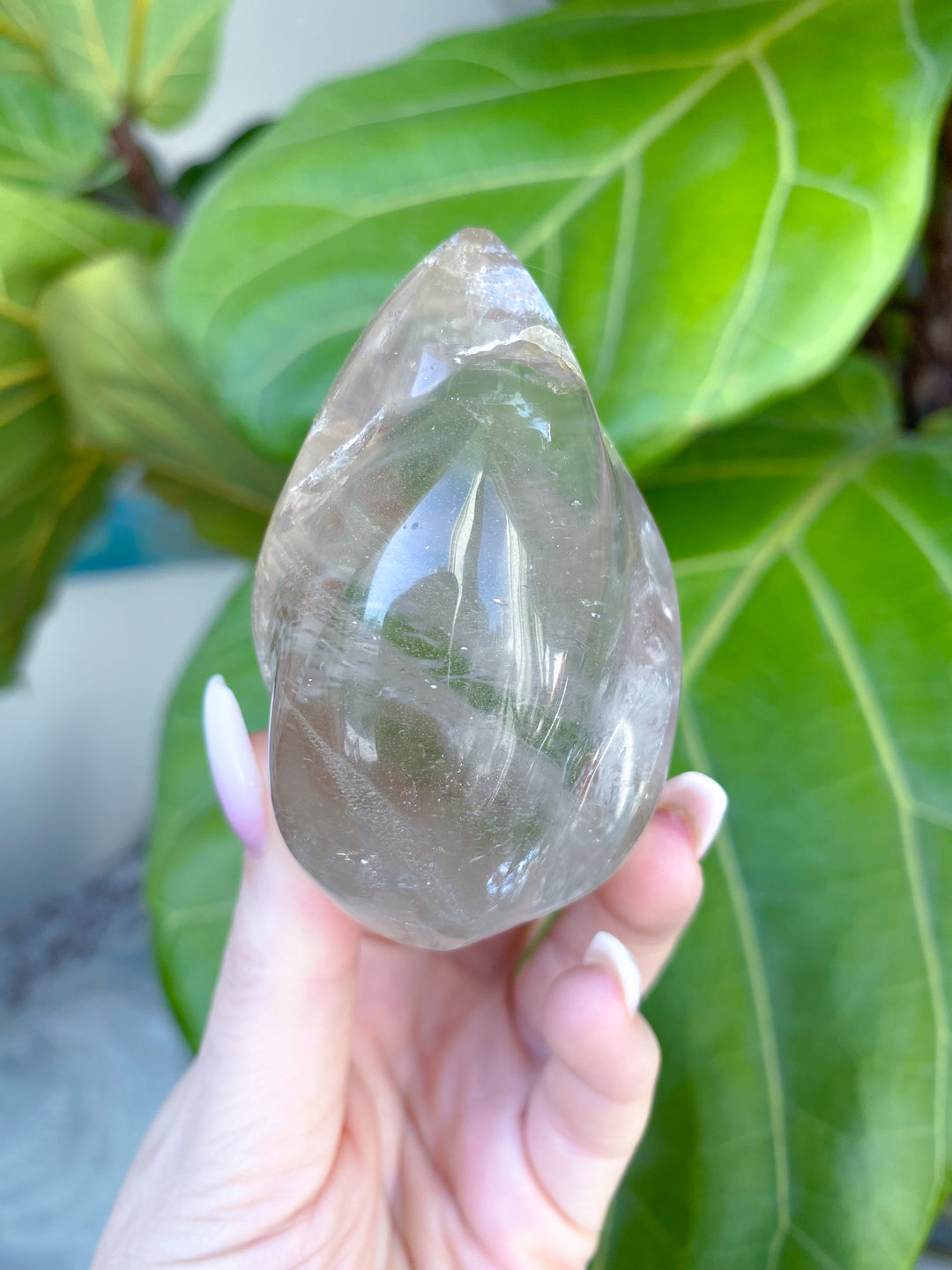 Clear Quartz Flame w/ Rainbows, Inclusions #2