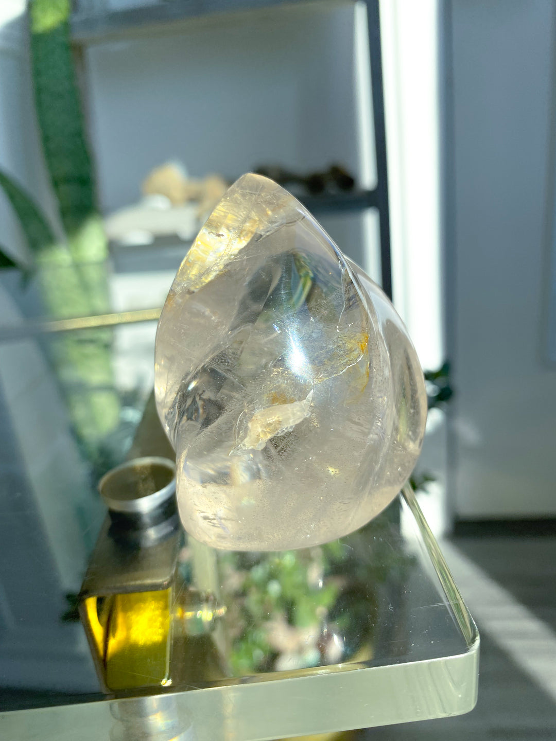 Clear Quartz Flame w/ Rainbows, Inclusions #2