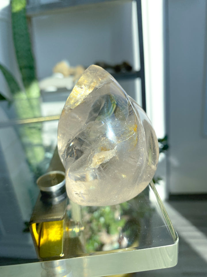 Clear Quartz Flame w/ Rainbows, Inclusions #2