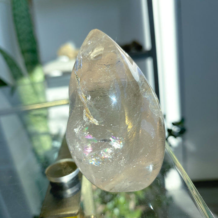 Clear Quartz Flame w/ Rainbows, Inclusions #2