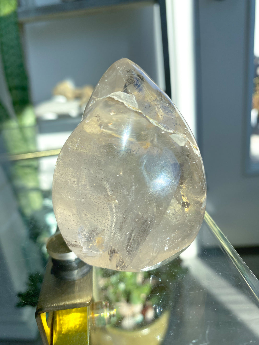 Clear Quartz Flame w/ Rainbows, Inclusions #2