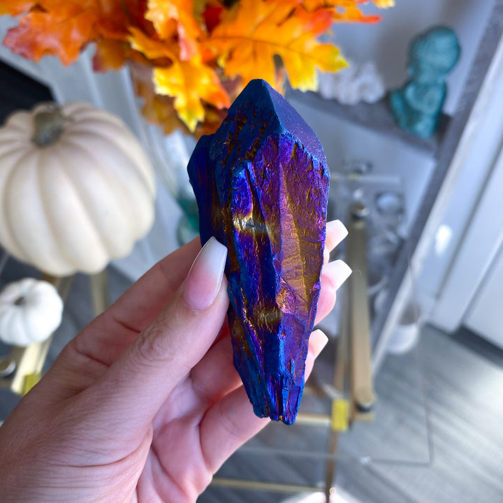XL Blue Titanium Aura Quartz Point 
