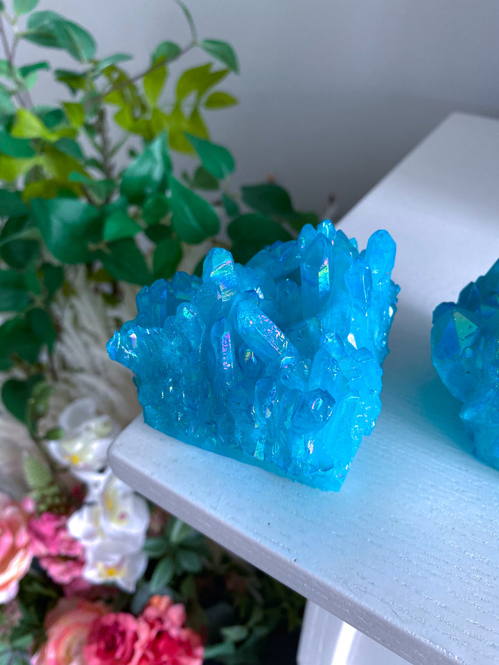 Large Blue Aura Quartz Cluster - Chipped