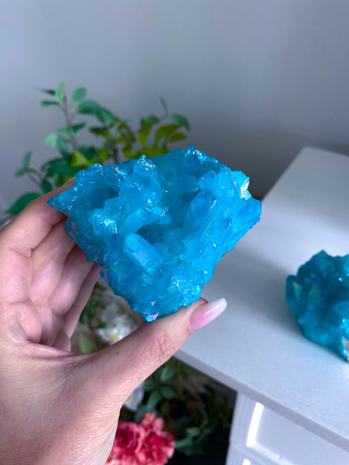 Large Blue Aura Quartz Cluster - Chipped