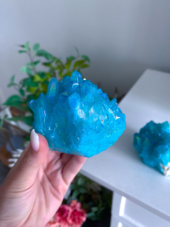 Large Blue Aura Quartz Cluster - Chipped
