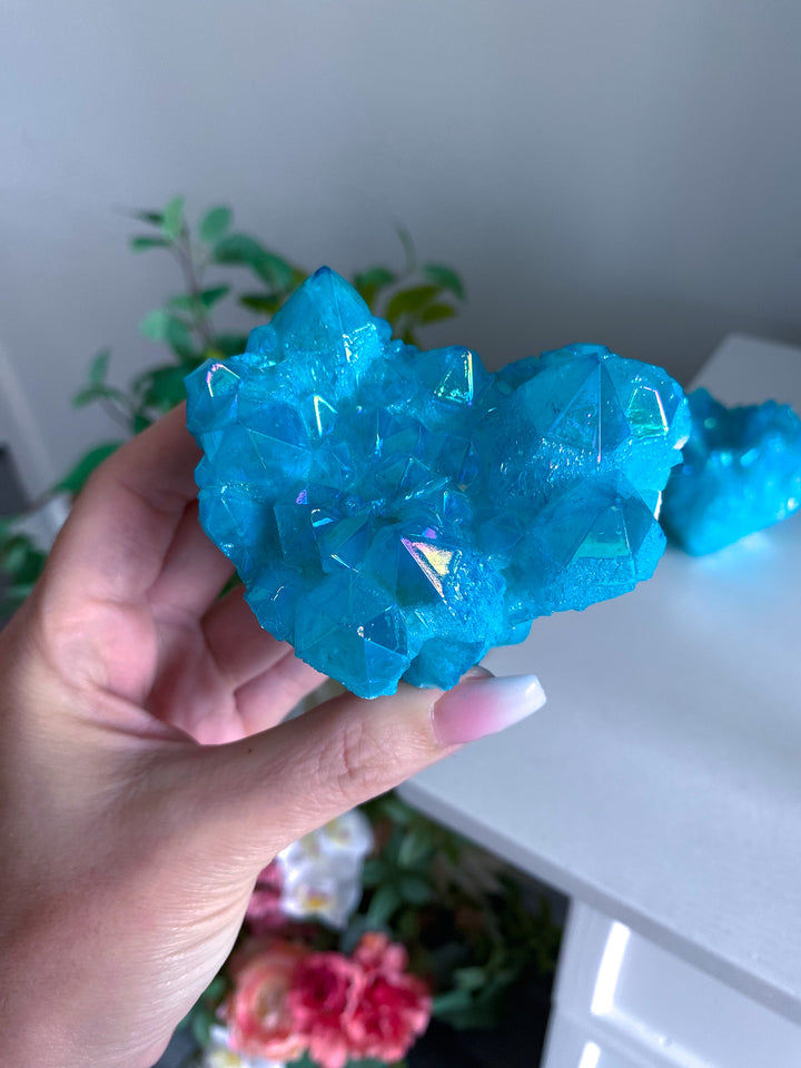 Large Blue Aura Quartz Cluster - Chipped