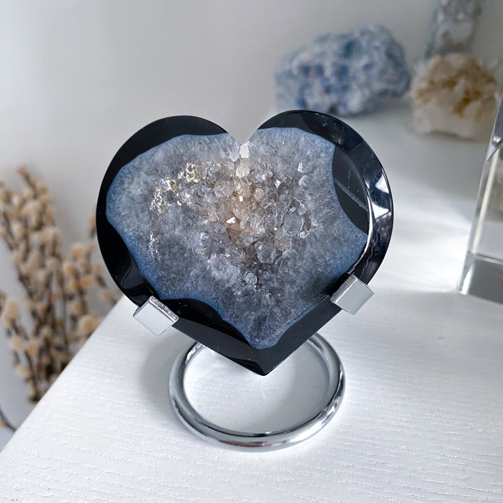 Druzy Black Agate Heart #3